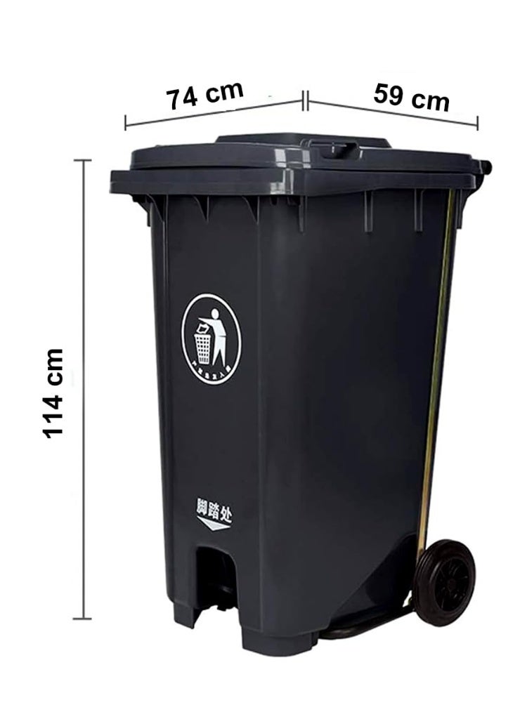 Swish Super Heavy Duty Plastic Garbage Large Bin, Black, 240 Litre with Wheel and Center Pedal -Kitchen and Outdoor Recycle Trash Can, Large Industrial Waste Bin - Image 2